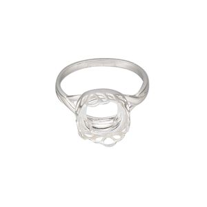 Ring, Almost Instant Jewelry®, sterling silver, 11.5mm wide with petal edge and 10mm cushion bezel setting, size 7. Sold individually.