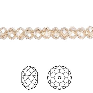 Bead 12pk crystal golden shadow, Crystal Passions® 6x4mm rondelle 5040