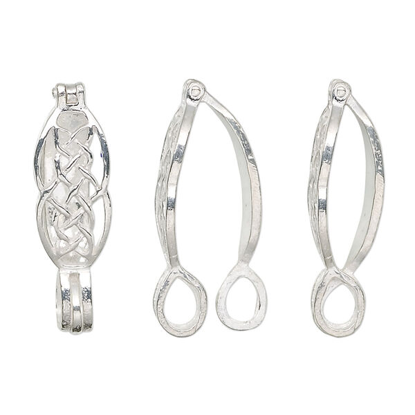 Bail, donut, sterling silver, 21x8mm with Celtic wheel design, 12x2.5mm grip length. Sold individually. image number 0