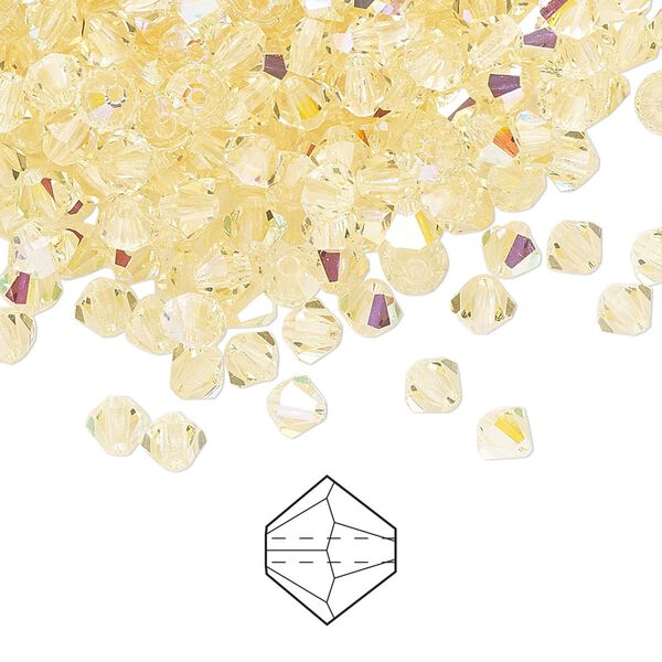 Bead 48pk jonquil AB, Preciosa Czech crystal 4mm bicone image number 0