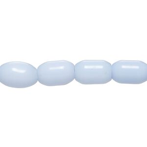 Bead, cat's eye glass (fiber optic glass), light blue, 9x5mm-11x6mm barrel. Sold per 15-inch strand, approximately 35 beads.