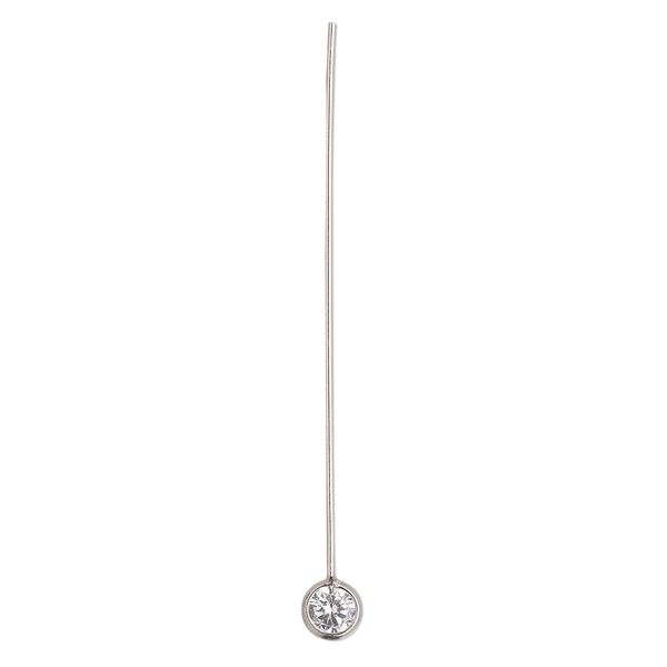 Head pin, cubic zirconia and rhodium-plated sterling silver, clear, 2-1/4 inches with 5mm ball, 20 gauge. Sold per pkg of 2. image number 0