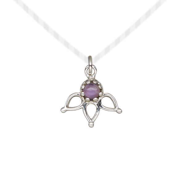 Amethyst / sterling silver 1pkg1, open drop natural antiqued 14.5x12.5mm image number 0