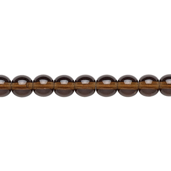 Bead, Preciosa, Czech glass druk, transparent dark brown, 6mm round. Sold per 15-1/2" to 16" strand. image number 0