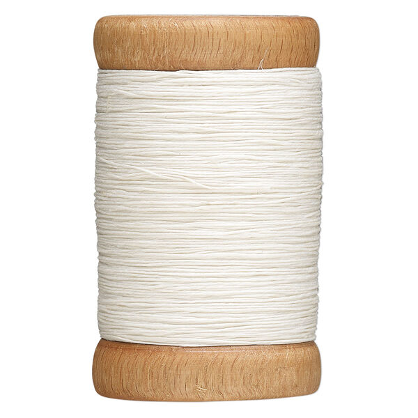 Thread, Hemptique®, linen, white, 0.6mm 3-ply, 6.5-pound test. Sold per 516-foot spool. image number 0