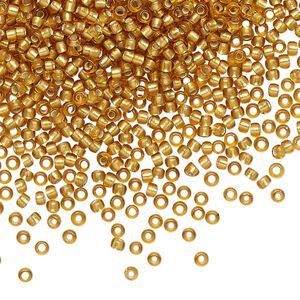 Seed bead, TOHO BEADS®, glass, pkg/50g, #11 round, translucent silver-lined frosted dark topaz (TR-11-22CF).