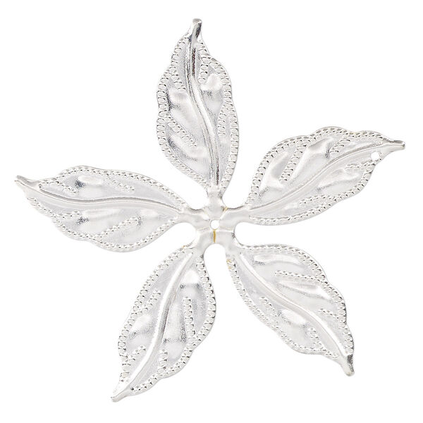 Component, silver-finished steel, 49.5x47mm single-sided leaves. Sold per pkg of 10. image number 0