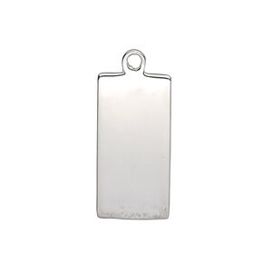 Drop, sterling silver, 24x12mm single-sided smooth flat rectangle, 18-20 gauge. Sold individually.
