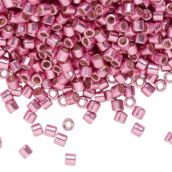 Seed bead, Delica®, glass, pkg/250g, #8 round, Duracoat® opaque galvanized hot pink (DBL-1840). image number 0