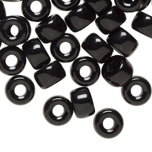 Czech pressed glass 1pkg60, crow bead opaque black 9x6mm