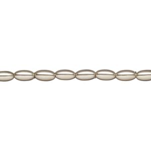 Pearl 1pk platinum, Celestial Crystal® 6x3.5mm rice 15.5-16 inch