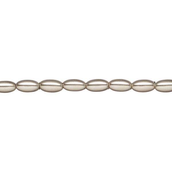 Pearl 1pk platinum, Celestial Crystal® 6x3.5mm rice 15.5-16 inch image number 0