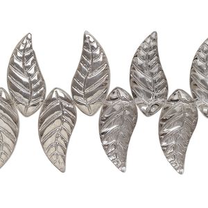 Bead, glass, translucent grey, 18x8mm top-drilled curved leaf. Sold per 8" strand.