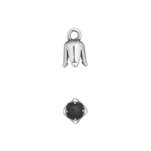 Cord end, JBB Findings, antique silver-plated pewter (tin-based alloy), 8.5x6mm cone, 4mm inside diameter. Sold per pkg of 2.