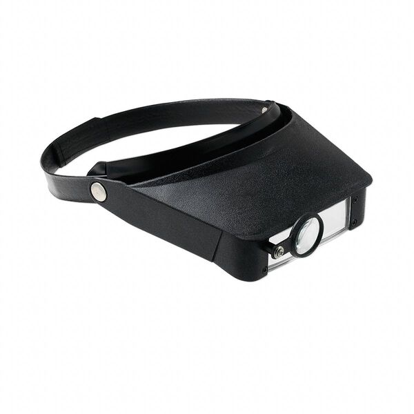 Magnifier, 3-in-1, plastic / acrylic / steel, black and clear, 3-1/2 x 1-1/8 inch dual acrylic lenses with 1-1/8 inch movable loupe and adjustable hook and loop strap. Sold individually. image number 0