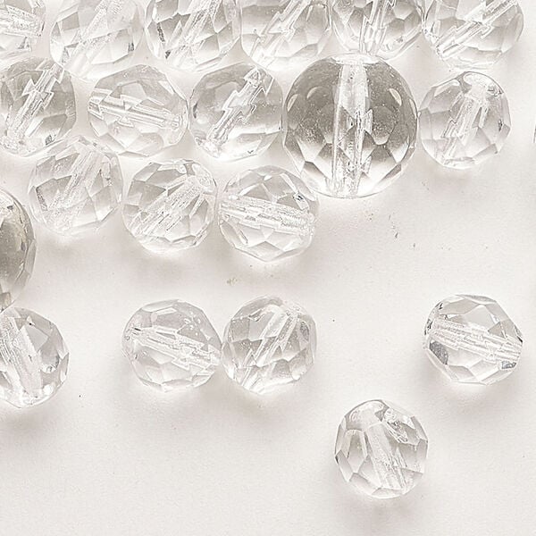 Bead mix 1pkg1, Preciosa Czech fire-polished glass, translucent and transparent crystal clear, 6-17mm faceted round, 50 grams. image number 0