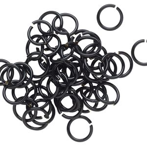 Jump ring, electro-coated brass, black, 8mm round, 6mm inside diameter, 18 gauge. Sold per pkg of 50.