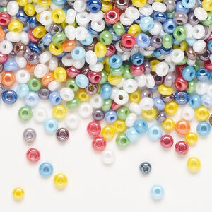 Seed bead mix, Preciosa Czech glass, pkg/50g, #8 round, opaque luster mixed colors.