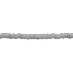Bead, polymer clay, opaque light grey, 3x1mm heishi. Sold per pkg of (2) 15-1/2" to 16" strands.