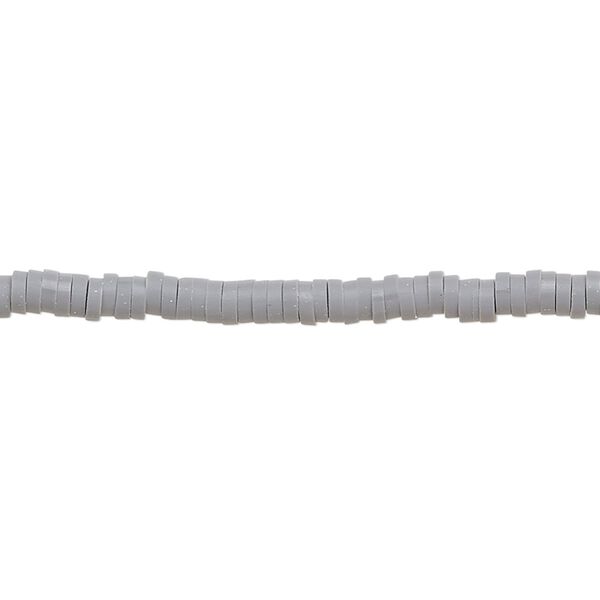 Bead, polymer clay, opaque light grey, 3x1mm heishi. Sold per pkg of (2) 15-1/2" to 16" strands. image number 0
