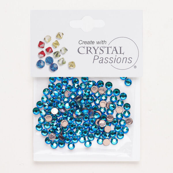 Flat back 1pkg144 blue zircon foil back, Crystal Passions&reg; rhinestone 3.80-4.00mm hotfix round SS16 image number 0