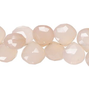 Pink chalcedony 1pkg1, hand-cut top-drilled faceted puffed teardrop bead 8 inch 11-13mm