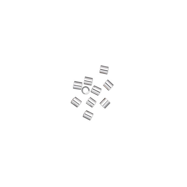 Sterling silver 1pkg10, cut tube crimp, 2mm / 1.3-1.4mm inside diameter image number 0