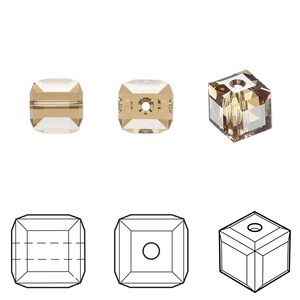 Bead 48pk light Colorado topaz, Crystal Passions® 8mm cube 5601