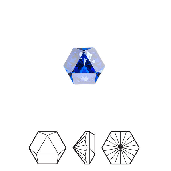 Fancy stone 2pk majestic blue foil back, Crystal Passions® 10.8x9.4mm prismatic hexagon 4699 image number 0