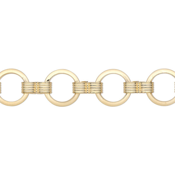 Chain, gold-plated brass, 8mm round. Sold per pkg of 5 feet. image number 0