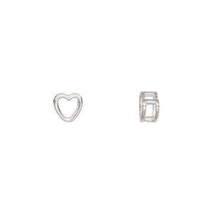 Slide 1pkg1, sterling silver, 6mm 2-sided open heart.