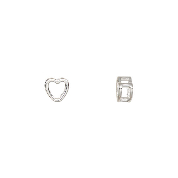 Slide 1pkg1, sterling silver, 6mm 2-sided open heart. image number 0