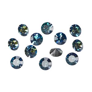 Chaton 12pk crystal Bermuda blue foil back, Preciosa MAXIMA Czech crystal rhinestone 6.14-6.32mm 15-cut faceted round SS29