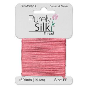 Thread, Purely Silk™, coral, size FF. Sold per 16-yard card.