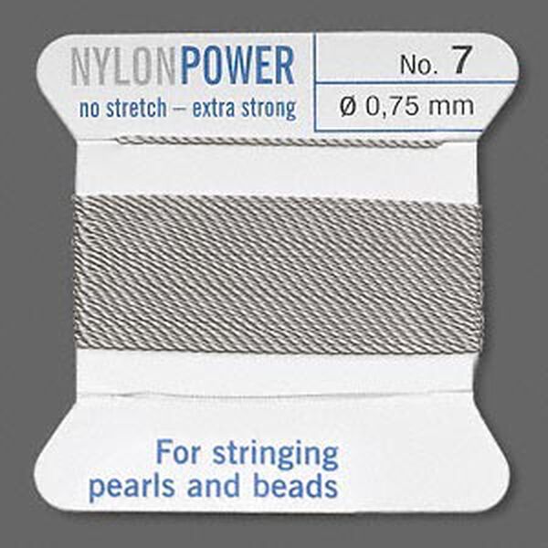 Thread, Griffin, nylon, grey, size #7. Sold per 2-meter card (approximately 78 inches). image number 0