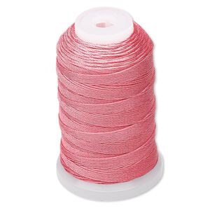 Thread, Purely Silk™, 3-ply, coral, size F. Sold per 140-yard spool.