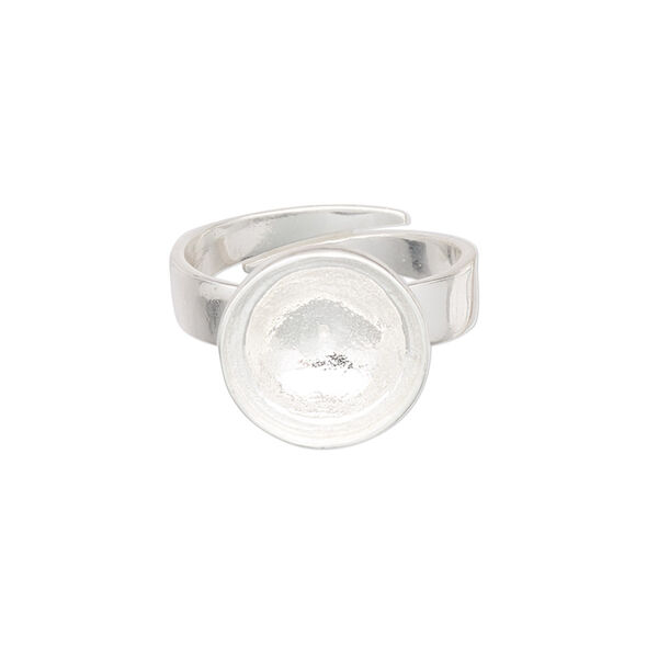 Ring, Almost Instant Jewelry®, sterling silver, 13mm wide with 12mm rivoli setting, adjustable from size 7 to 8. Sold individually. image number 0