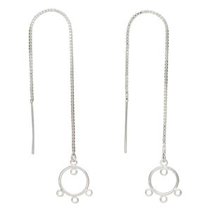Ear thread 1pkg2 sterling silver, 4.5 inch box chain / circle / 4 closed loop, 1 pair