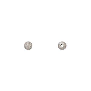 Bead, 14KtW white gold, 4mm laser round. Sold per pkg of 2.