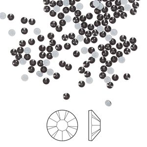 Flat back 144pk jet foil back, Preciosa MAXIMA Czech crystal hotfix rhinestone 1.9-2.1mm chaton rose round SS6