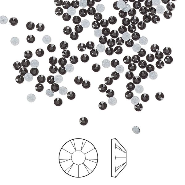 Flat back 144pk jet foil back, Preciosa MAXIMA Czech crystal hotfix rhinestone 1.9-2.1mm chaton rose round SS6 image number 0