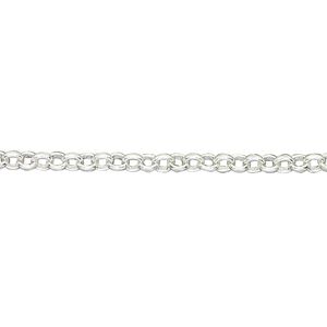 Chain, silver-plated brass, 3mm rolo. Sold per pkg of 5 feet.