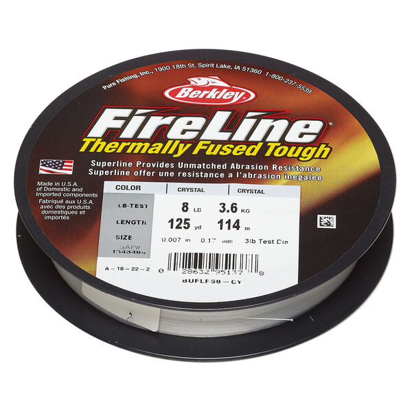 Thread, Berkley® FireLine®, high-modulus polyethylene, 8-fiber braid, crystal, 0.17mm diameter, 8-pound test. Sold per 125-yard spool. image number 0