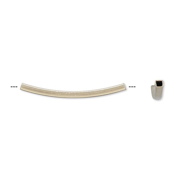 Bead, 14Kt gold-filled, 26x2mm curved square tube. Sold per pkg of 2. image number 0