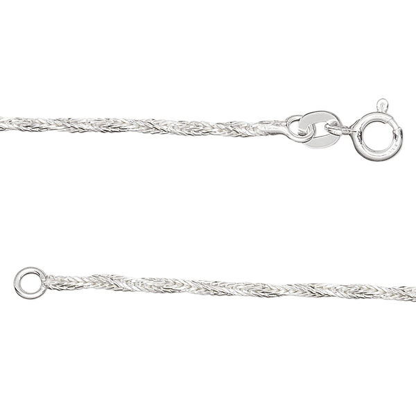 Chain, sterling silver, 1.4mm twisted foxtail, 18 inches. Sold individually. image number 0