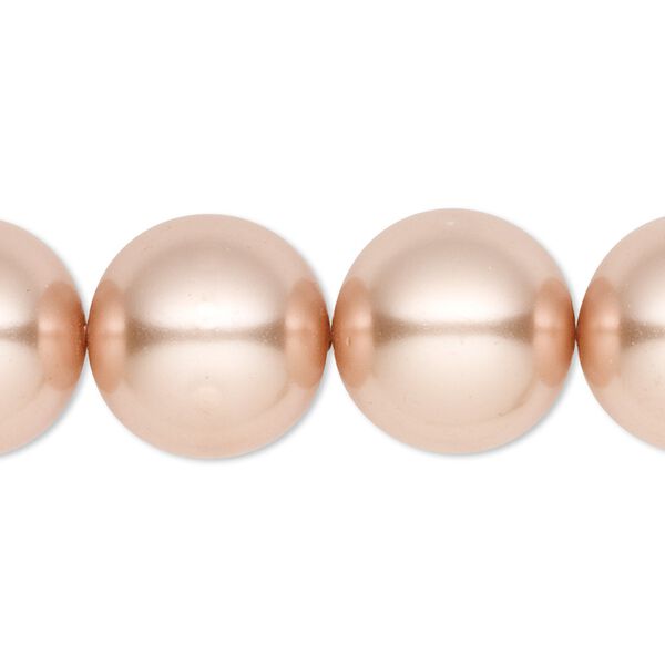 Bead, crystal pearl, champagne, 16mm round. Sold per 15-1/2" to 16" strand, approximately 25 beads. image number 0