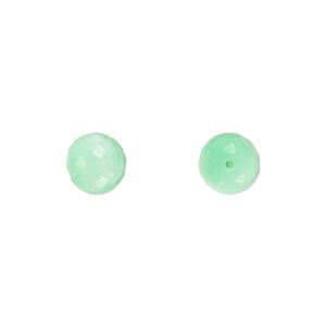 Chrysoprase 1pkg2, hand-cut half-drilled faceted round bead natural 8mm
