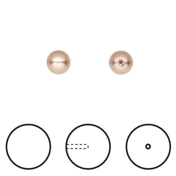 Pearl 500pk rose gold, Swarovski® 6mm half-drilled round 5818 image number 0