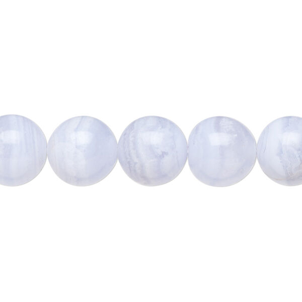 Bead, blue lace agate (natural), 10mm round, B grade, Mohs hardness 6-1/2 to 7. Sold per 15-1/2" to 16" strand. image number 0