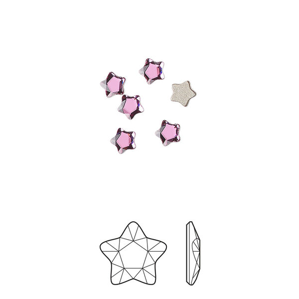 Flat back 6pk dark rose foil back, Crystal Passions® 4mm star flower 2754 image number 0